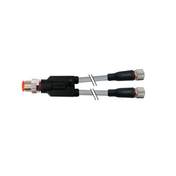 Y型連接器 M12-2M12 雙端預(yù)鑄線 M12（插針）直出-2M12（插孔）直出